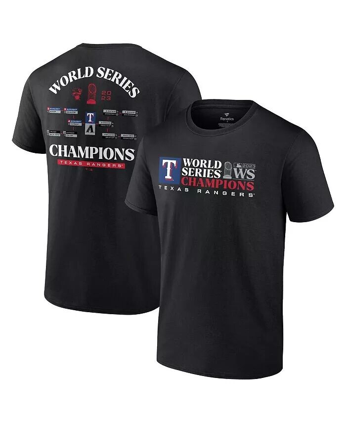 

Черная мужская футболка Texas Rangers 2023 World Series Champions Milestone Schedule Fanatics