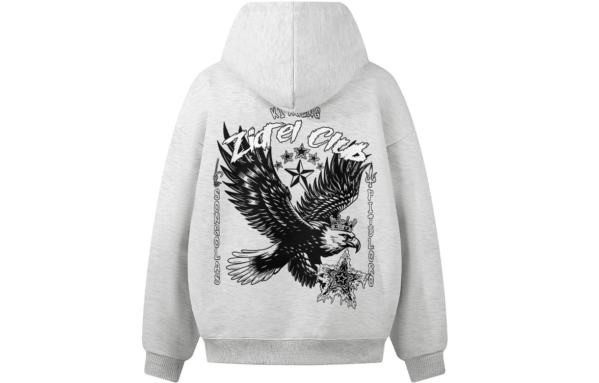 

Толстовка Unisex Hooded Moderate Heavyweight ZIAREL, белый heather серый