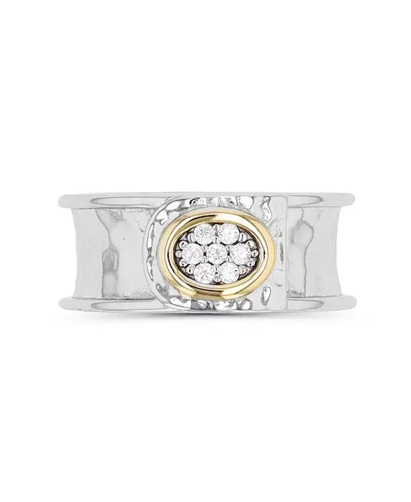 

Двухцветное кованое центральное кольцо с кубическим цирконием Macy'S, silver