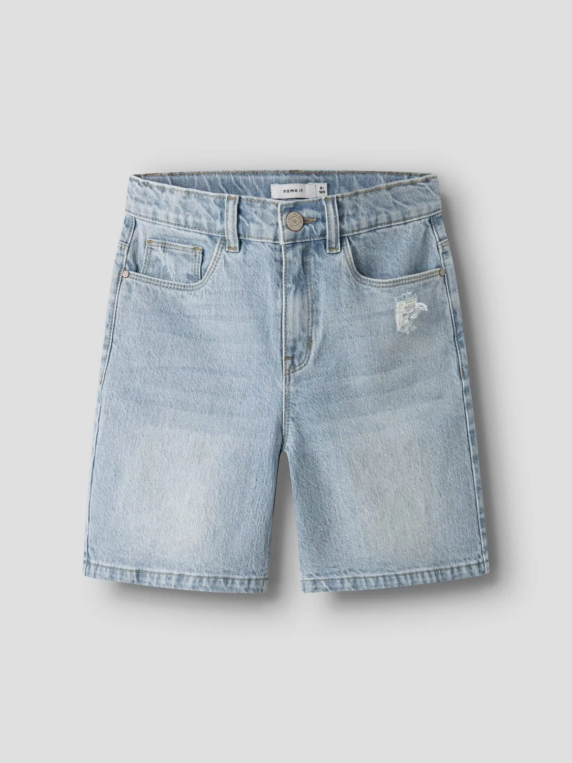 Шорты джинсовые с высокой талией, Name it, light blue bleached denim — фото 3