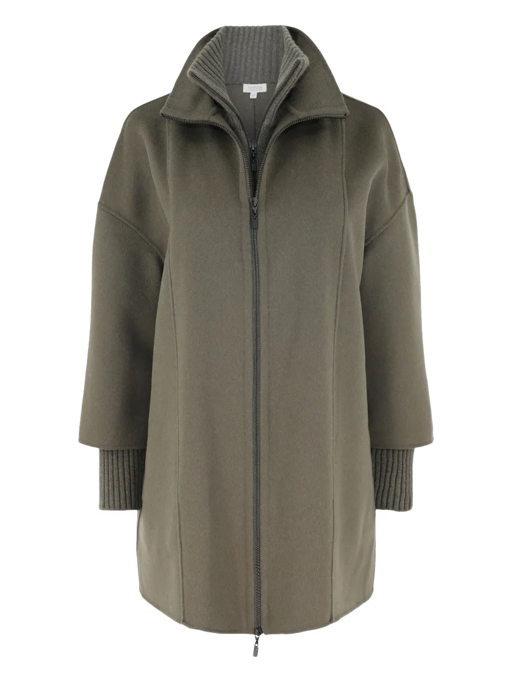 

Пальто на молнии с трикотажными вставками Kinross Cashmere, зеленый