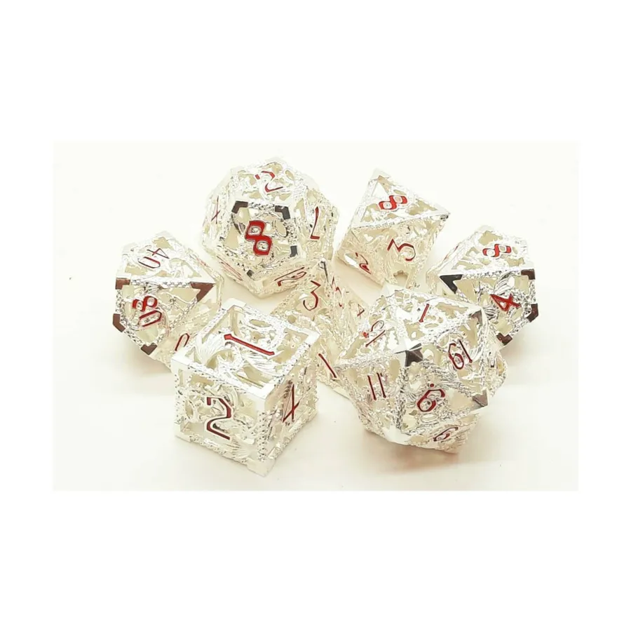 

Полые кубики дракона — серебро с красным (7), Hollow Dice