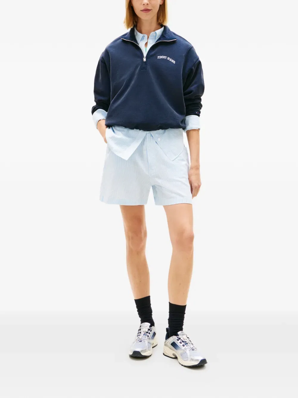 Шорты в полоску с завязками Tommy Hilfiger, синий — фото 2