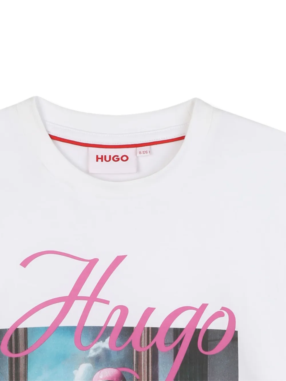 Футболка с графичным принтом HUGO KIDS, белый — фото 3