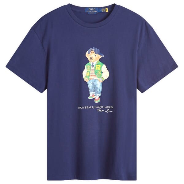 

Футболка с изображением медведя из Университета Polo Ralph Lauren, синий
