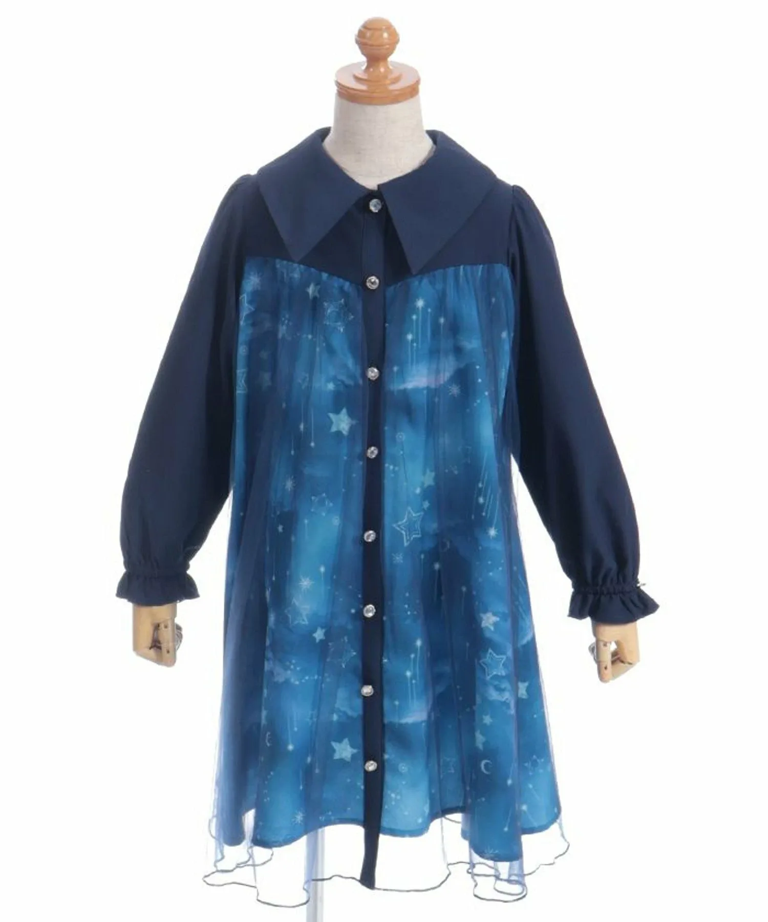 Платье с длинными рукавами из тюля со звездным узором Axes femme kids, Navy blue