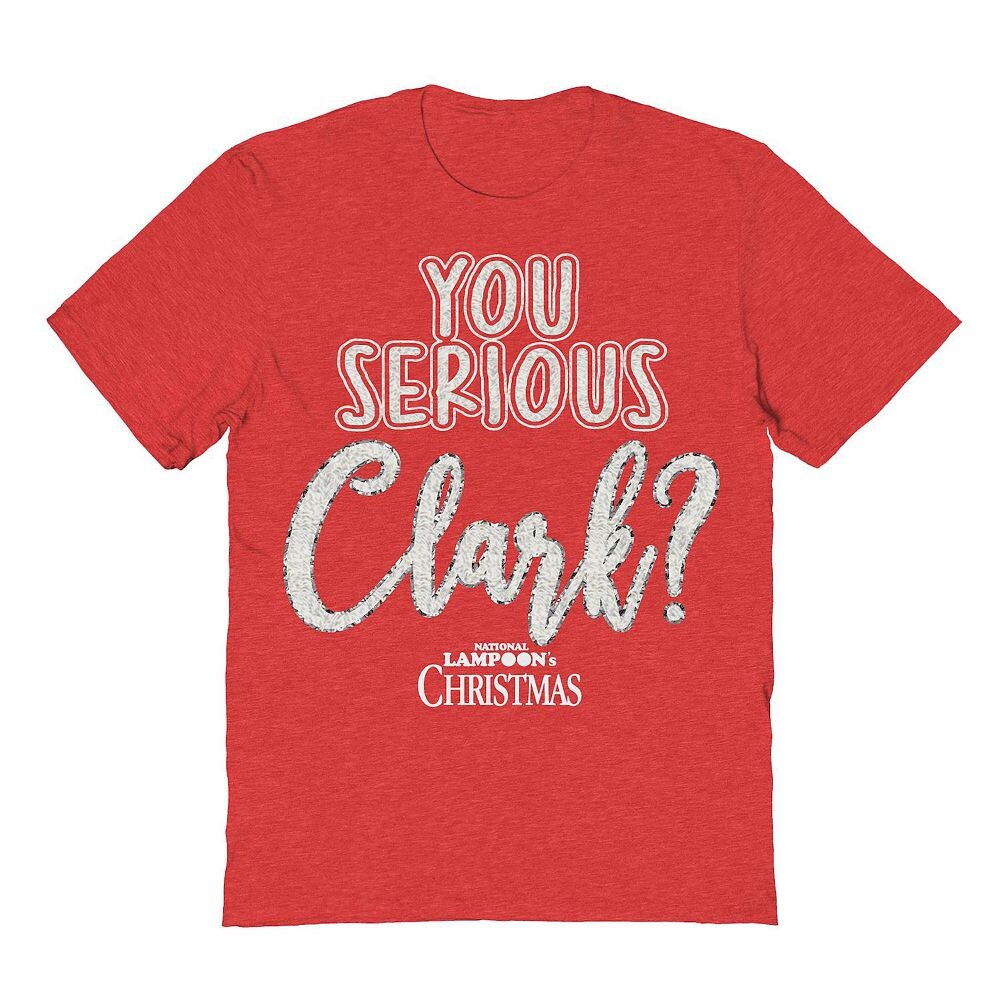 

Мужская футболка с рисунком You Serious Clark White National Lampoon's Christmas Vacation Licensed Character, цвет Heather Red