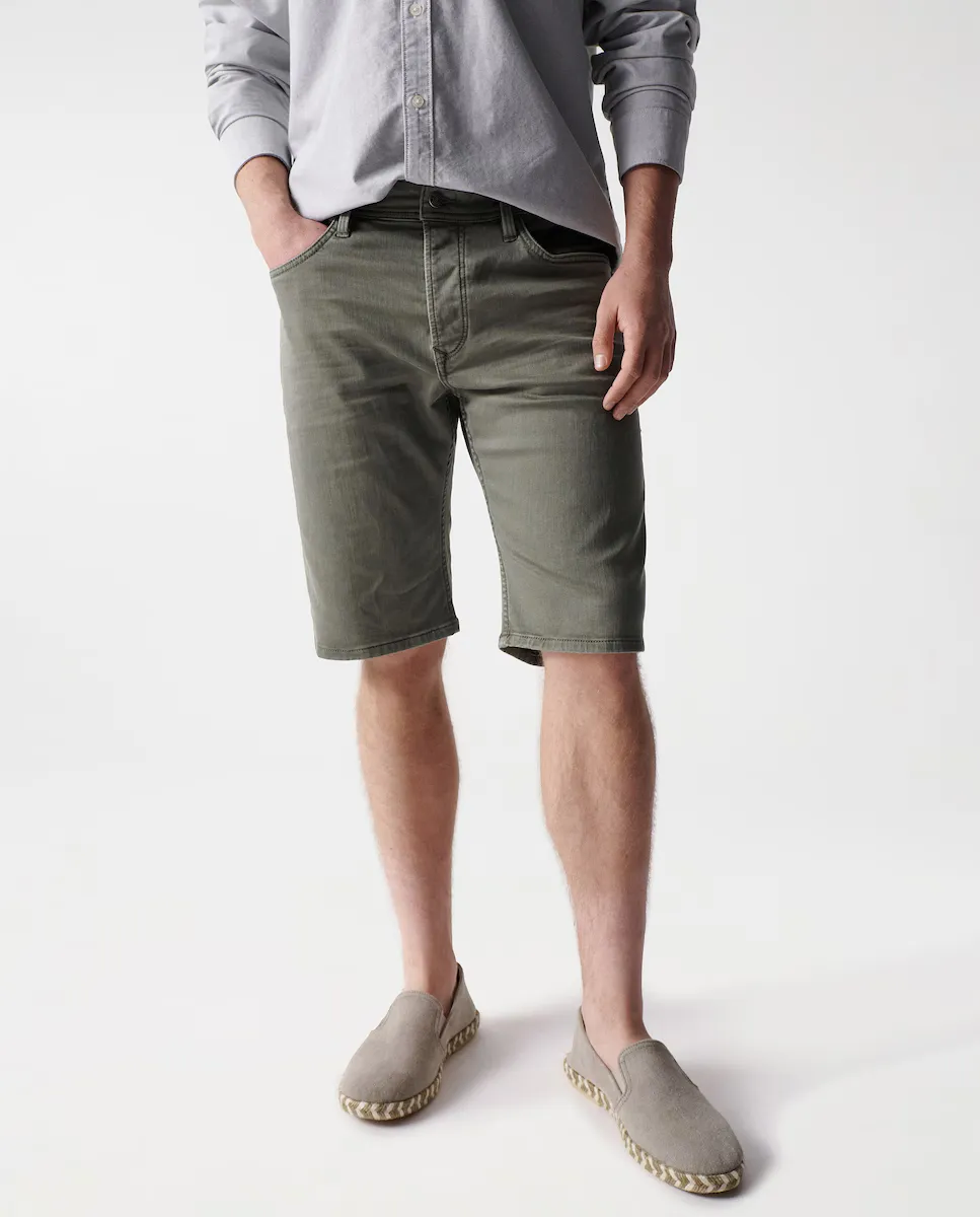 

Мужские однотонные зеленые джинсовые шорты Salsa Jeans, зеленый