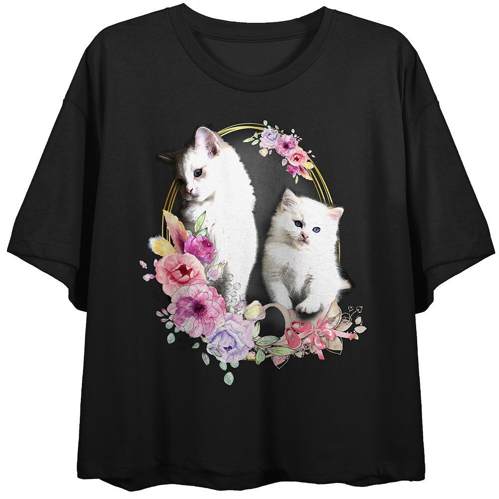 

Футболка Junior' Kittens в золотой рамке с рисунком, черный