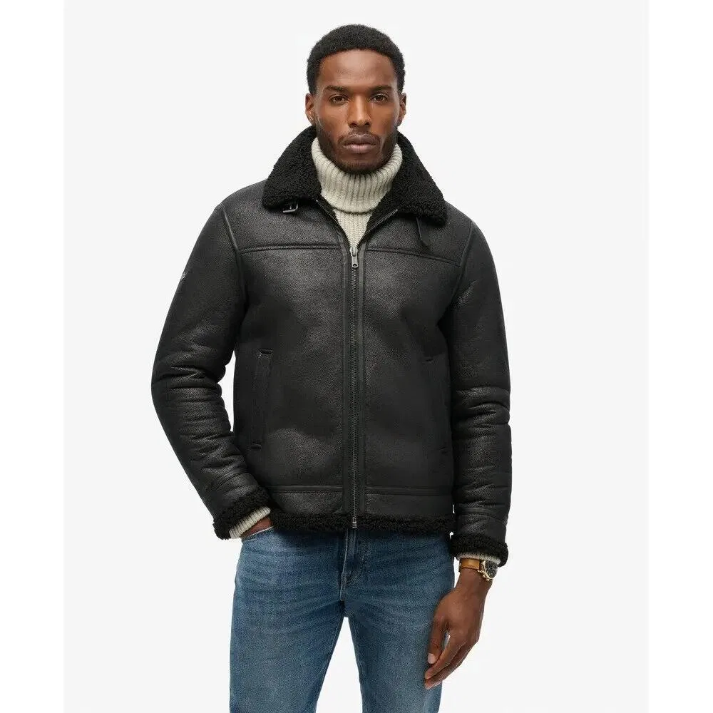 Мужская куртка-авиатор с искусственным мехом Superdry, Schwarz — фото 2