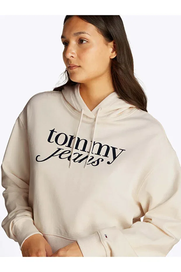 Женские свитшот с длинным рукавом с принтом Tommy Hilfiger, Ancient White — фото 4
