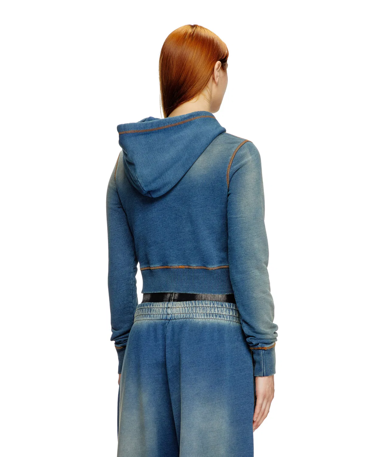 Женский пуловер с капюшоном с эффектом потертости F-SLIMMY-HOOD-Q1 DIESEL, Indigo Blue — фото 2
