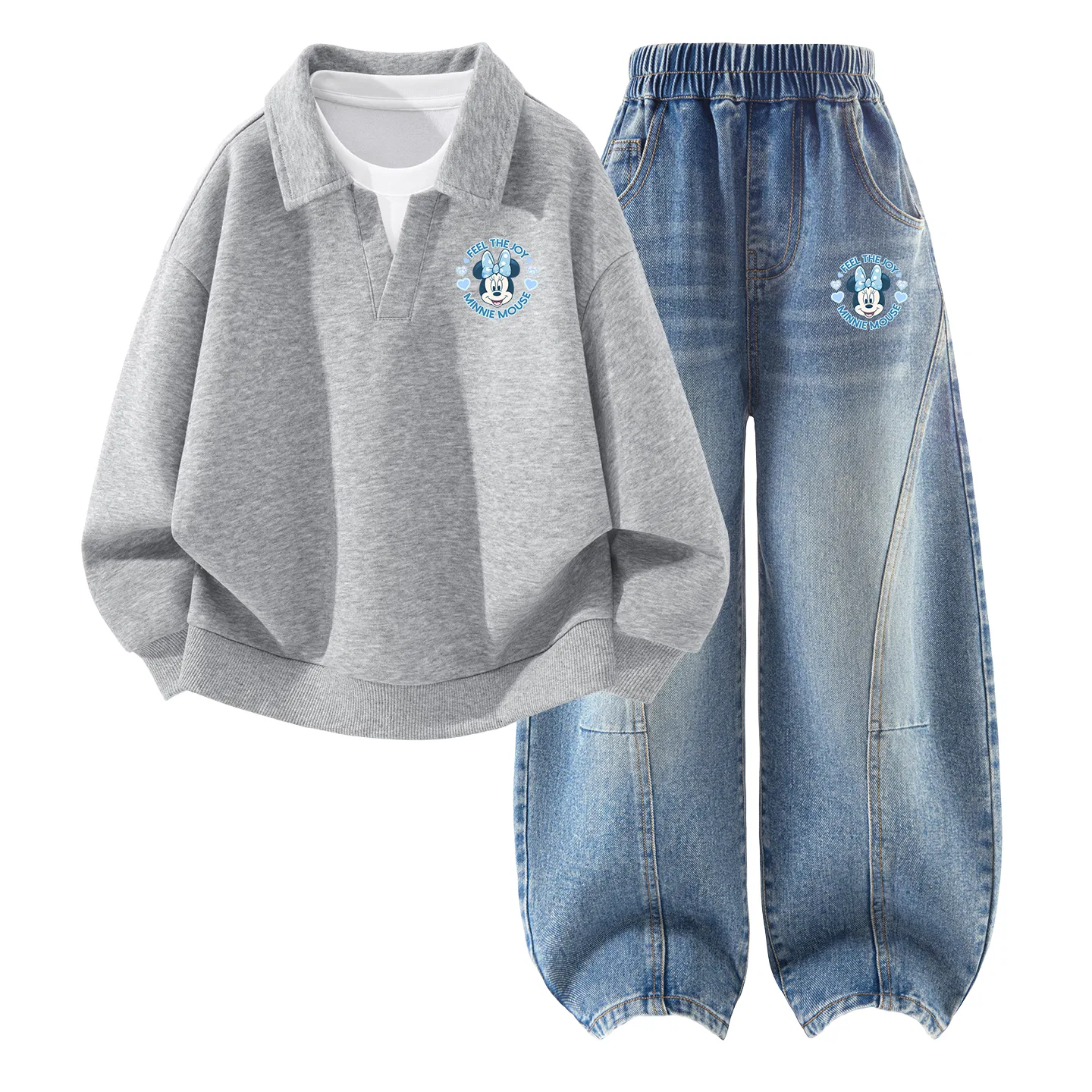 Детский спортивный комплект с поло-воротником Disney Di Heart K Light Heather Gray+Di Heart K Denim Light Blue