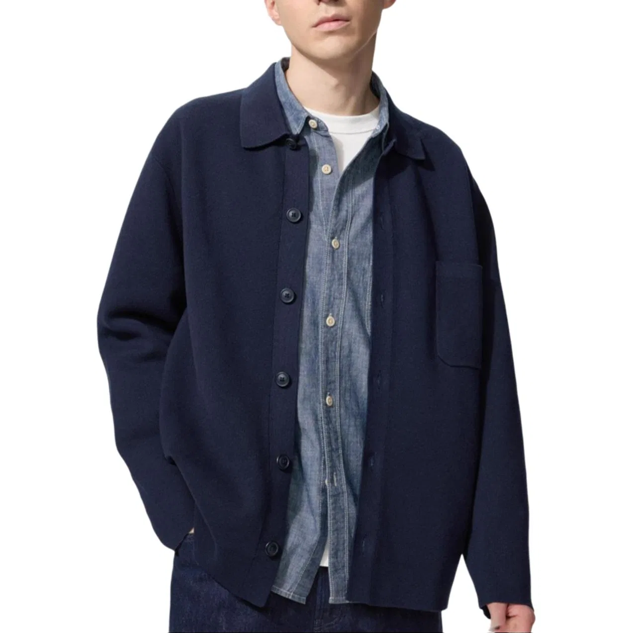 Мужской джемпер с отложным воротником UNIQLO, Navy Blue — фото 3