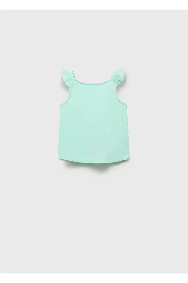 Детская футболка хлопковая без рукавов Mango Baby, Mint Green — фото 4