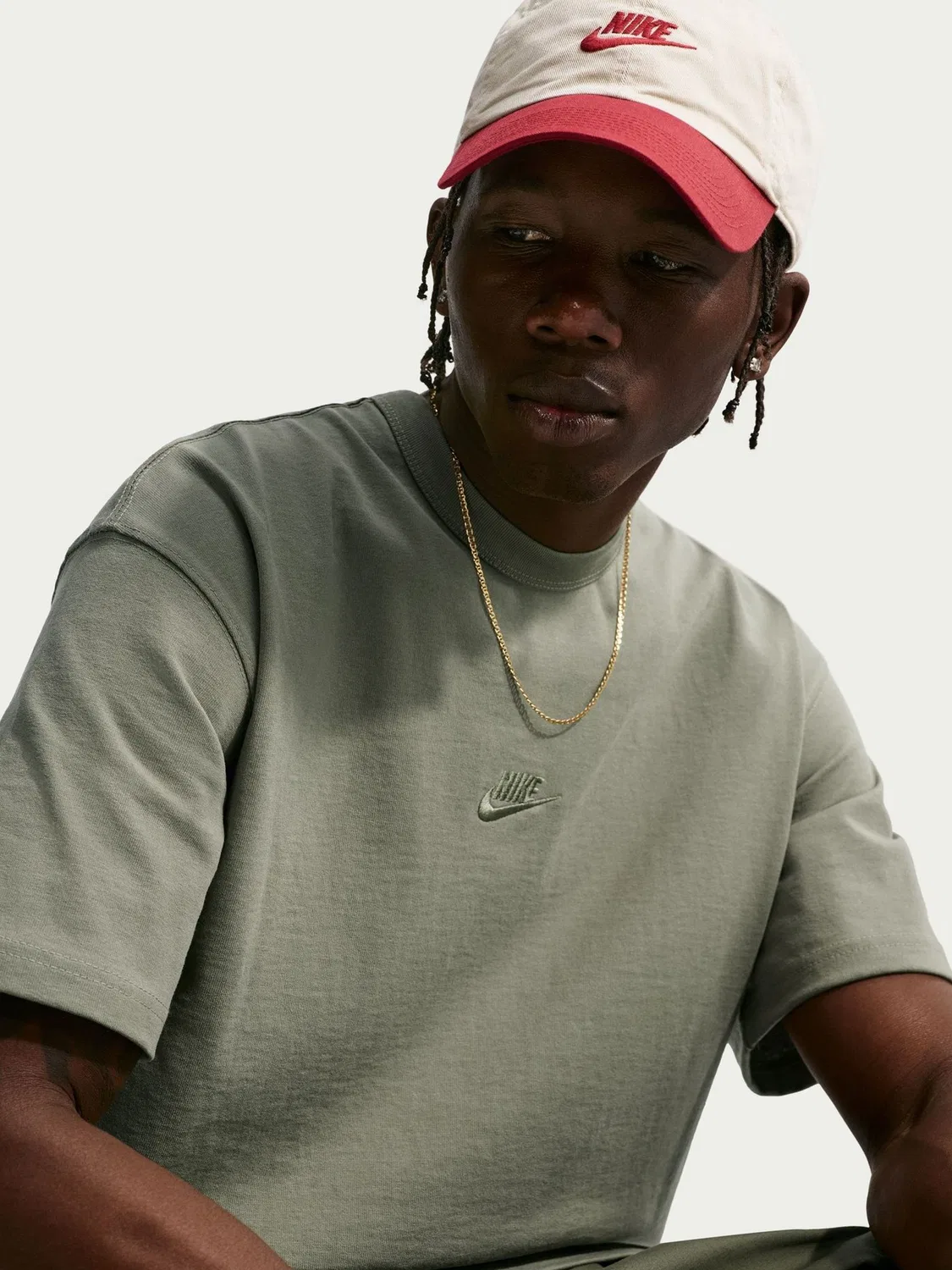Футболка, хлопок, Premium Essentials Nike, серый — фото 4