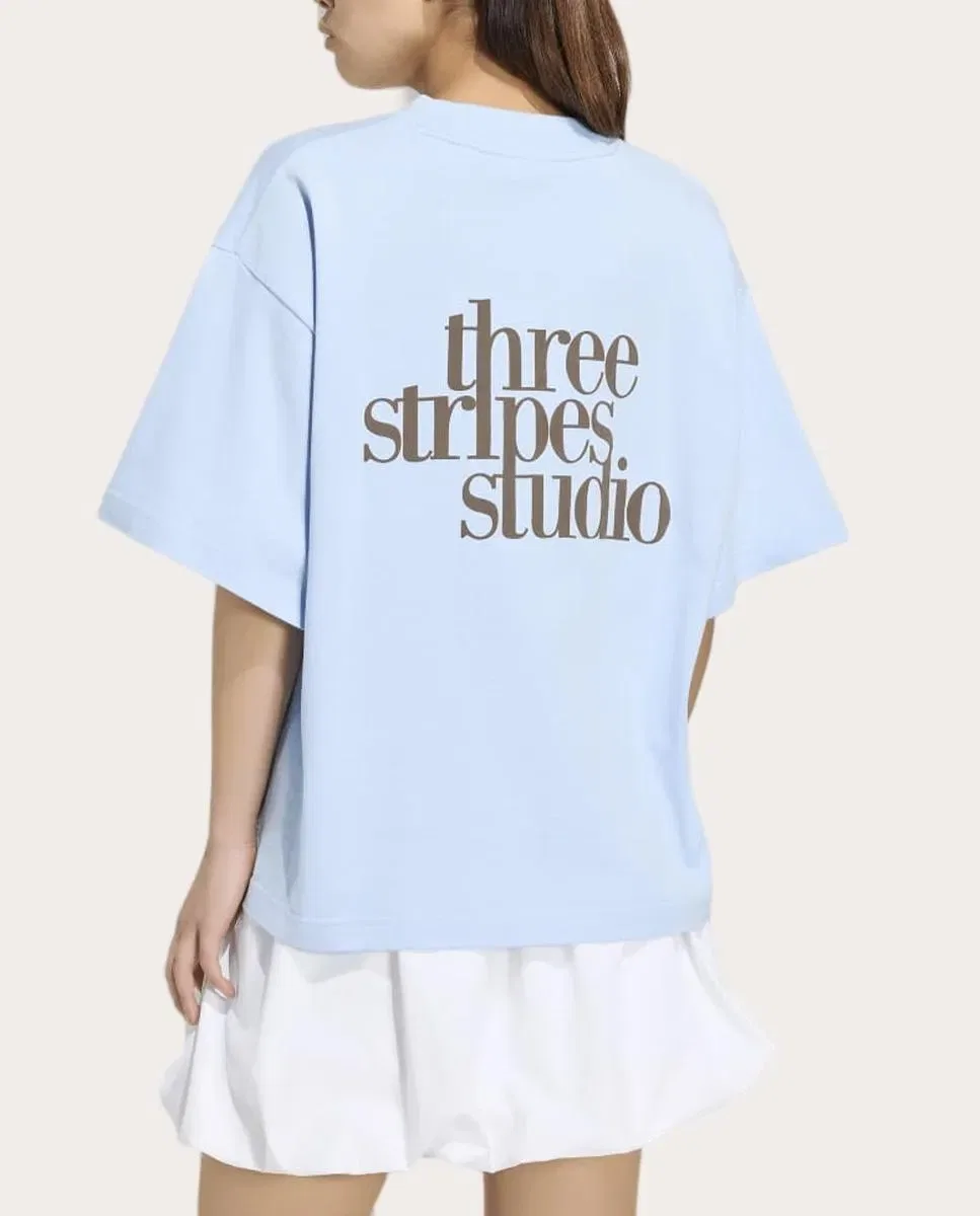 Женская футболка свободного кроя 3 Stripes Studio adidas, Azul — фото 2