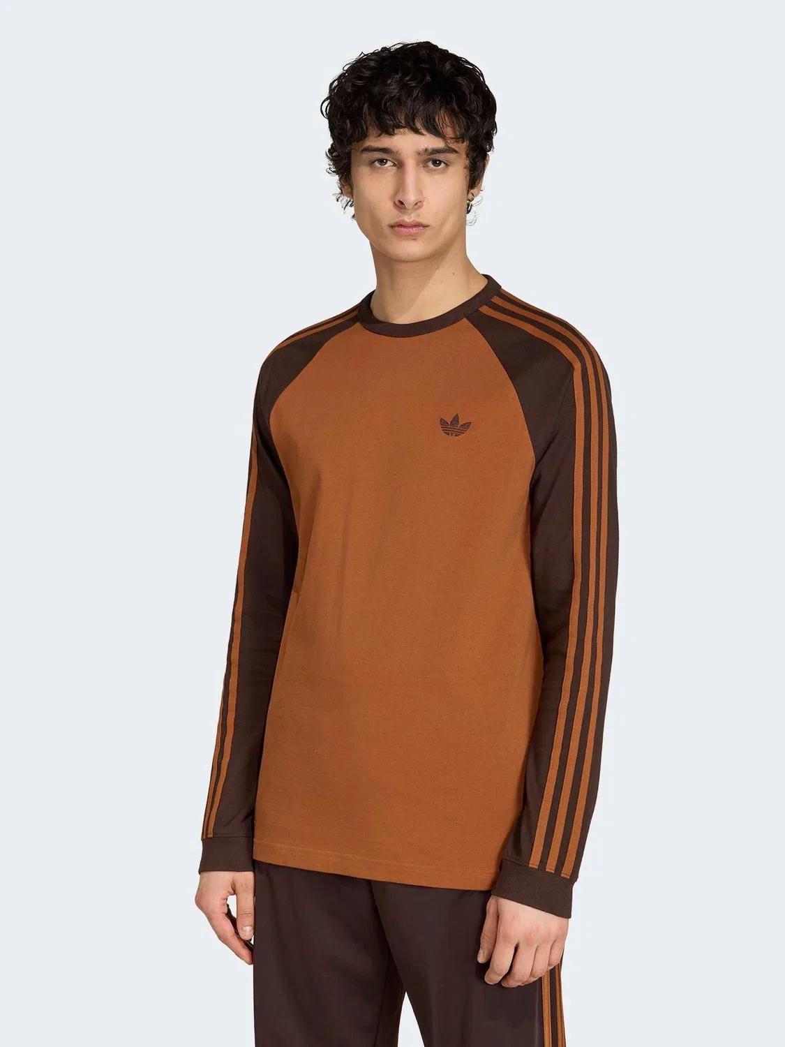 Футболка с длинным рукавом 3-Stripes adidas Originals, коричневый