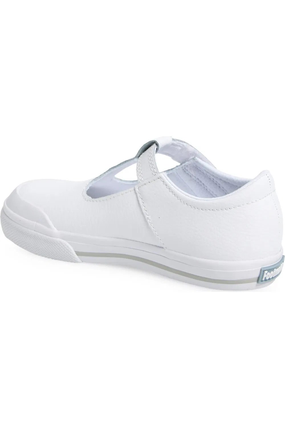 Детские кроссовки на липучке Drew Mary Jane Footmates, White Leather/Gray — фото 2