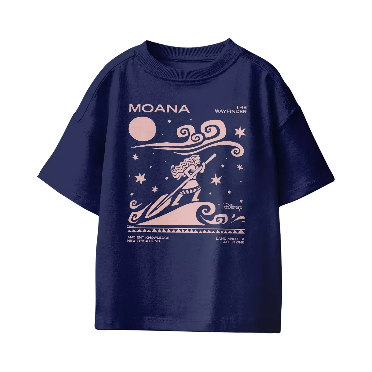 Детская футболка с принтом Moana Ride Wave Pink Silhouette Disney, Navy — фото 2