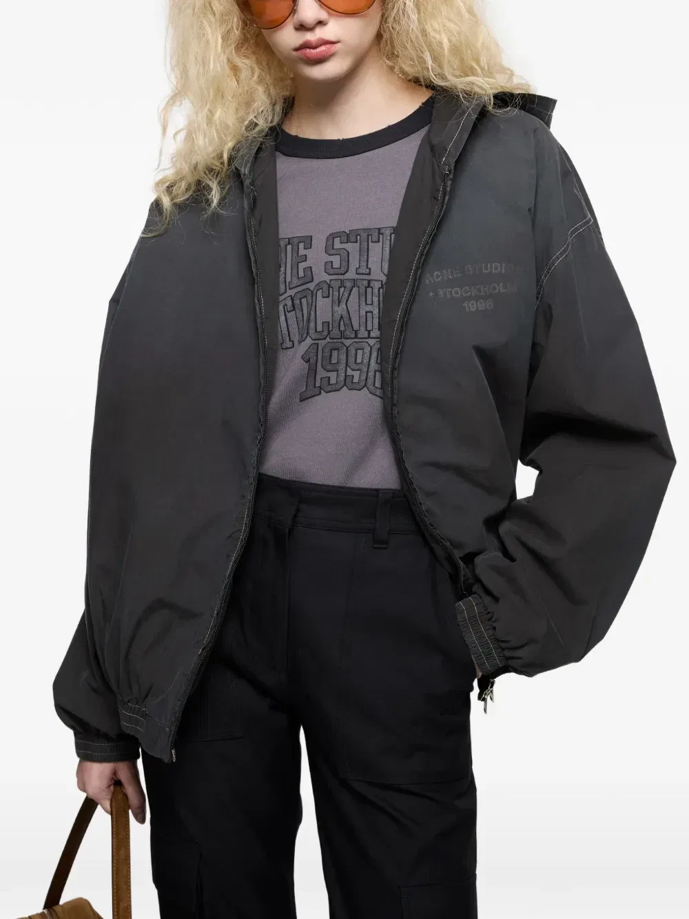 Худи на молнии с логотипом Acne Studios, черный