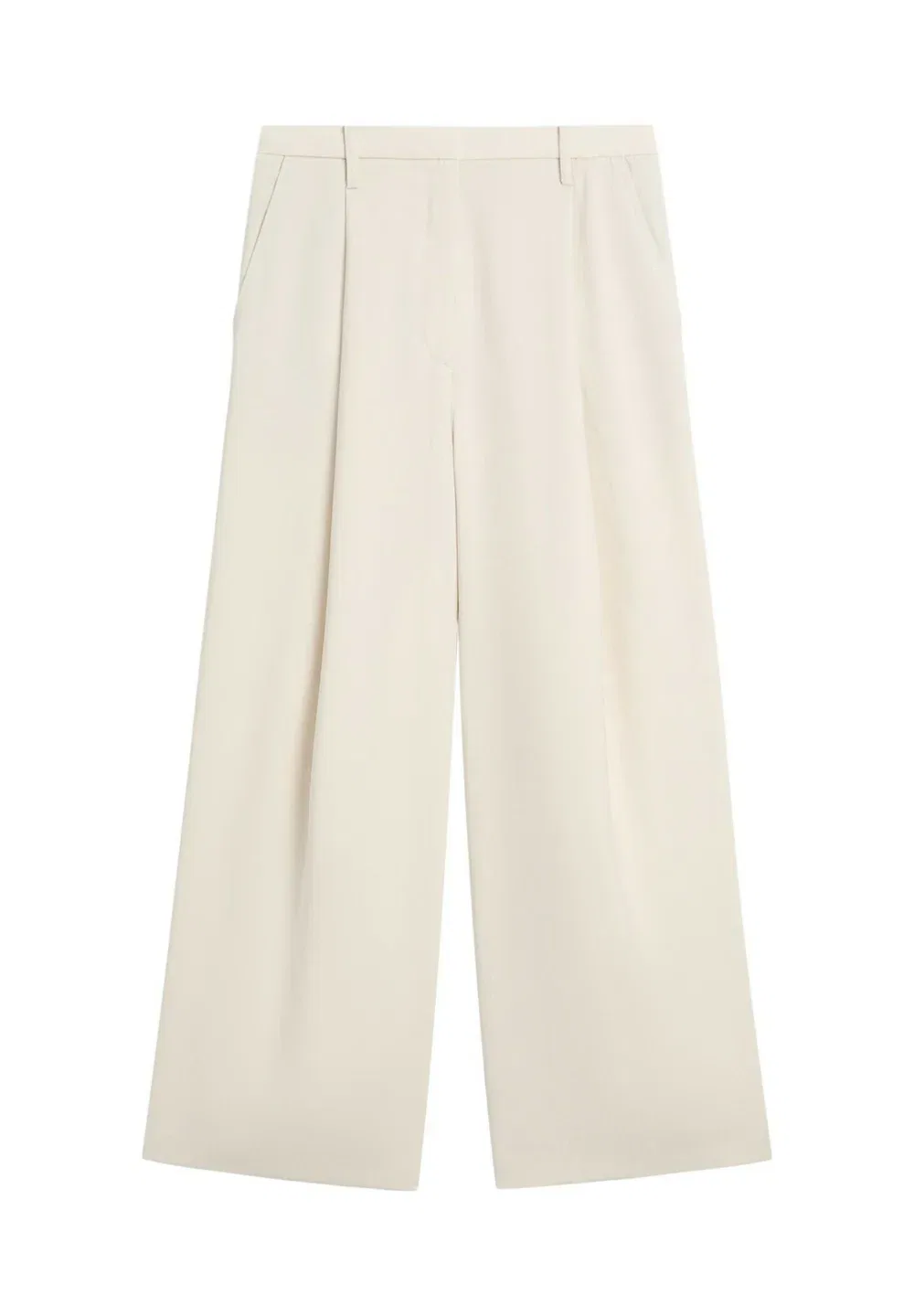 Свободные укороченные брюки с широкими штанинами Massimo Dutti, White — фото 4
