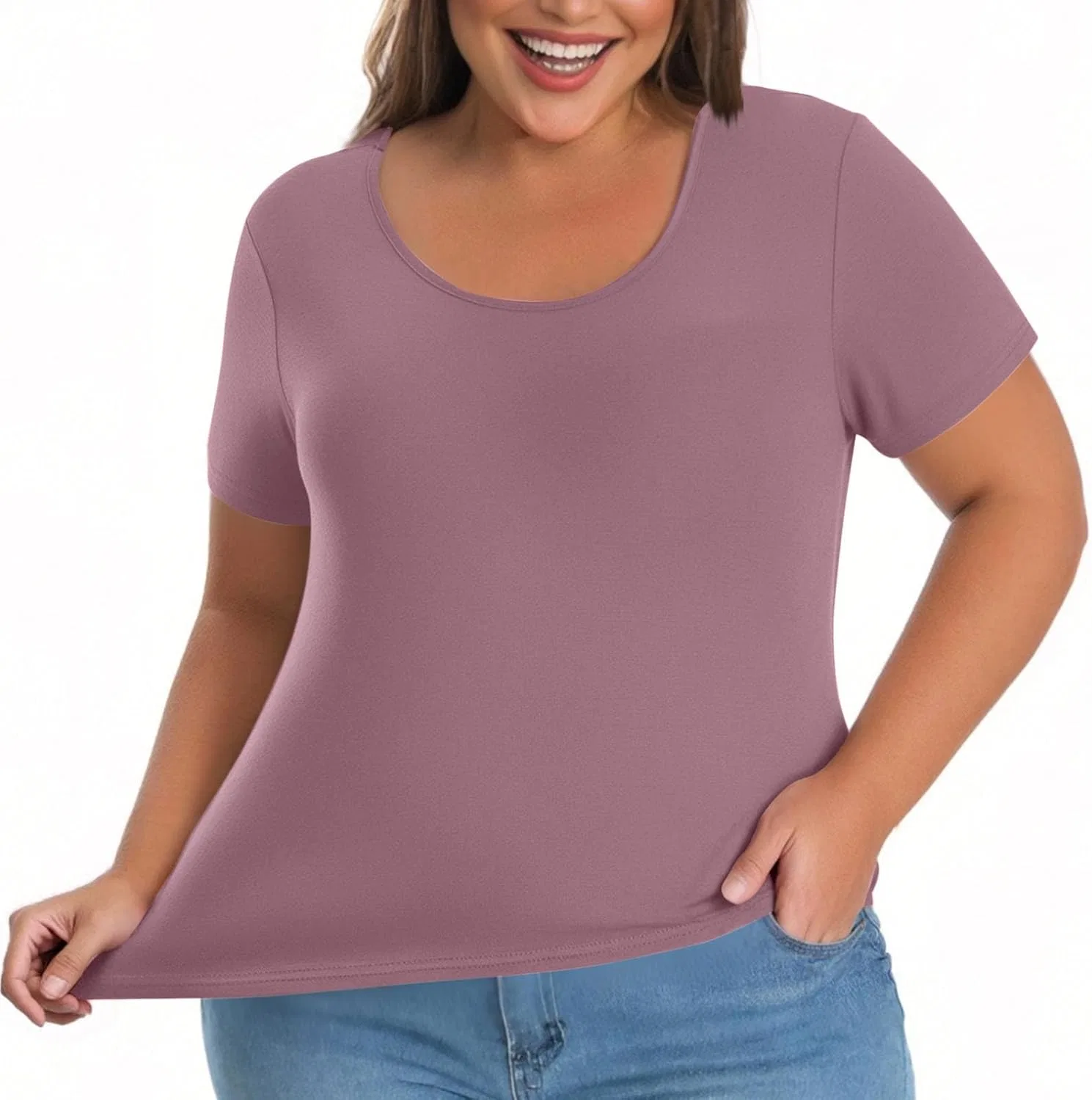 Женская футболка с встроенным бюстгальтером Plus Size, Purple — фото 2
