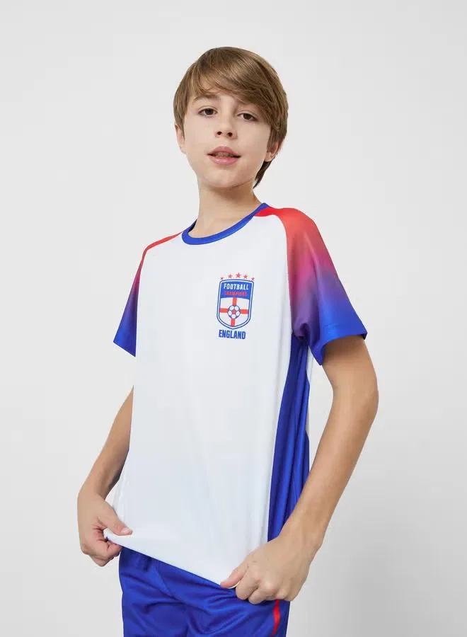 Комплект футболка и шорты с принтом England FIFA футбольный Styli, синий — фото 2