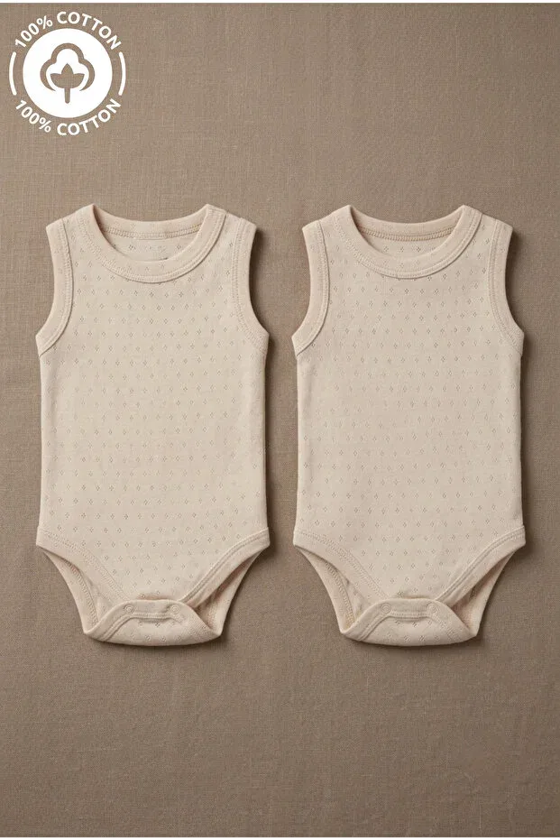 Детское боди-комбинезон хлопковый комплект 2 шт. Zumino, Nude Color