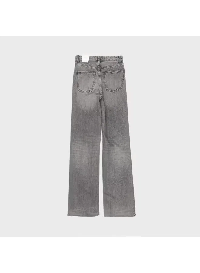 Джинсы классические с потертостями Zara, серебристо-серый — фото 3
