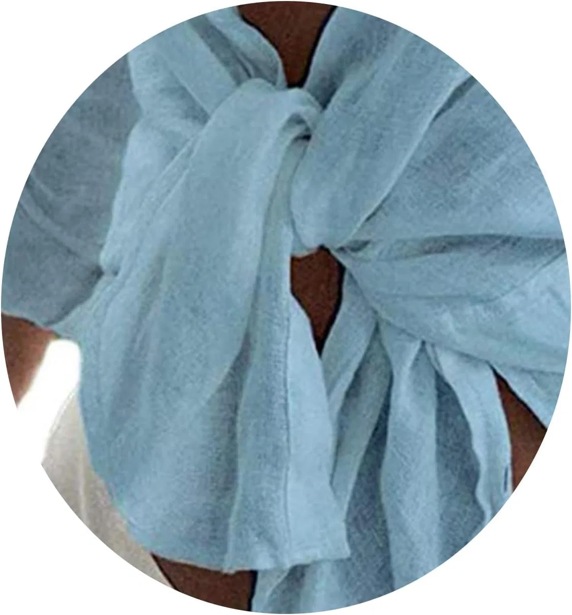 Женская свободная туника с длинным рукавом на пуговицах, Light Blue — фото 3