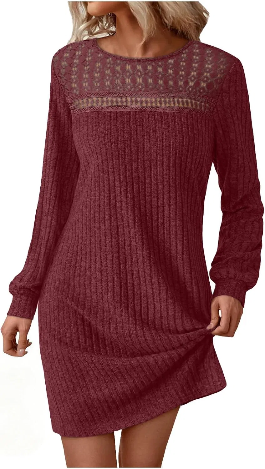 Женское платье-свитер с длинным рукавом Ribbed Tunic, Wine