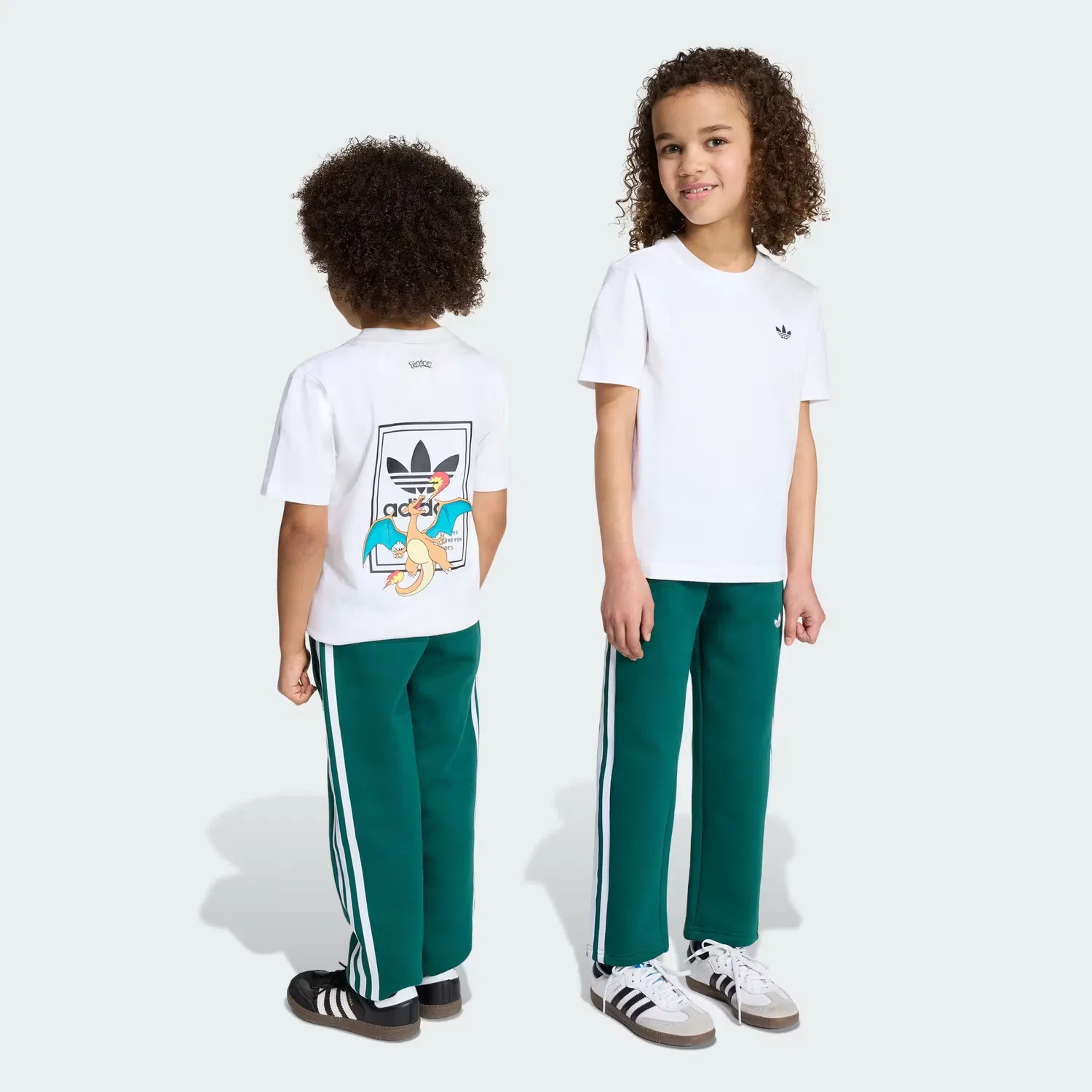 Детский комплект из футболки и низа с принтом Pokémon Adidas Originals, белый/зеленый — фото 2