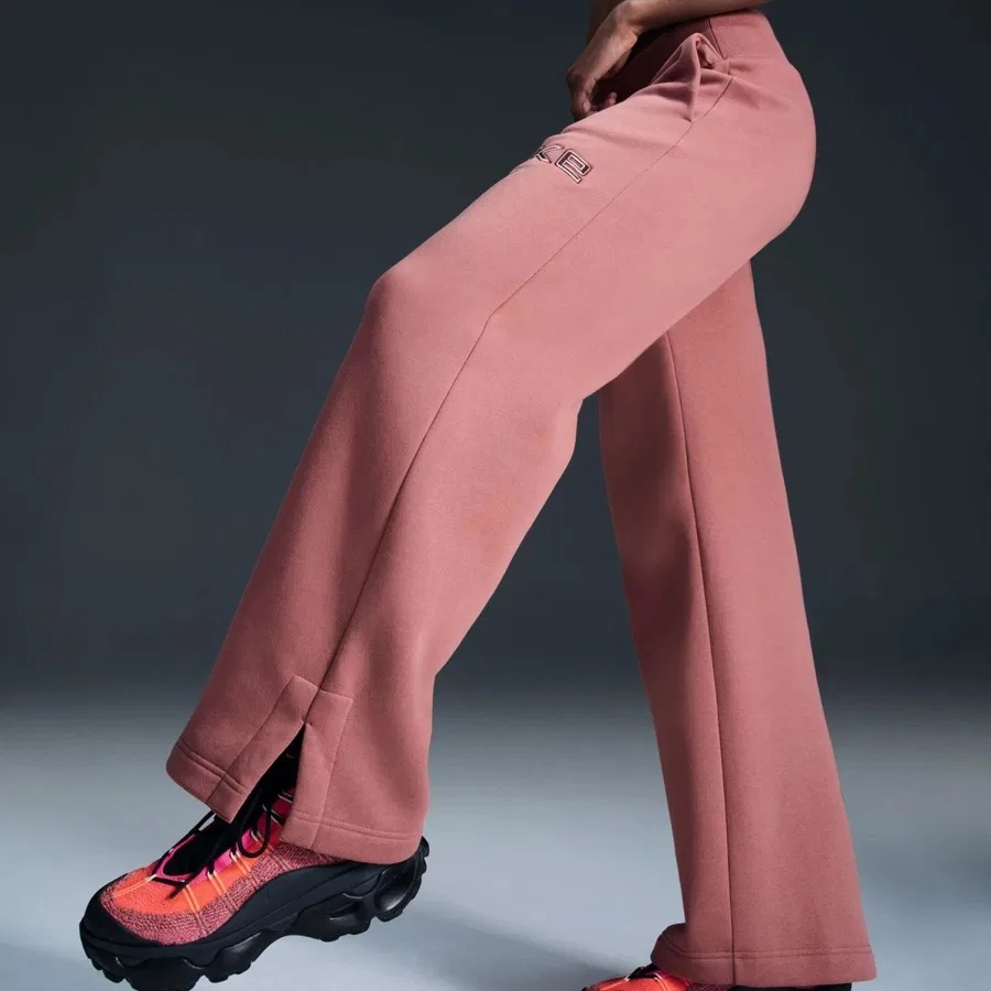 Женские штаны спортивные с высокой посадкой и широкими штанинами Phoenix Fleece Nike, Розовый — фото 4