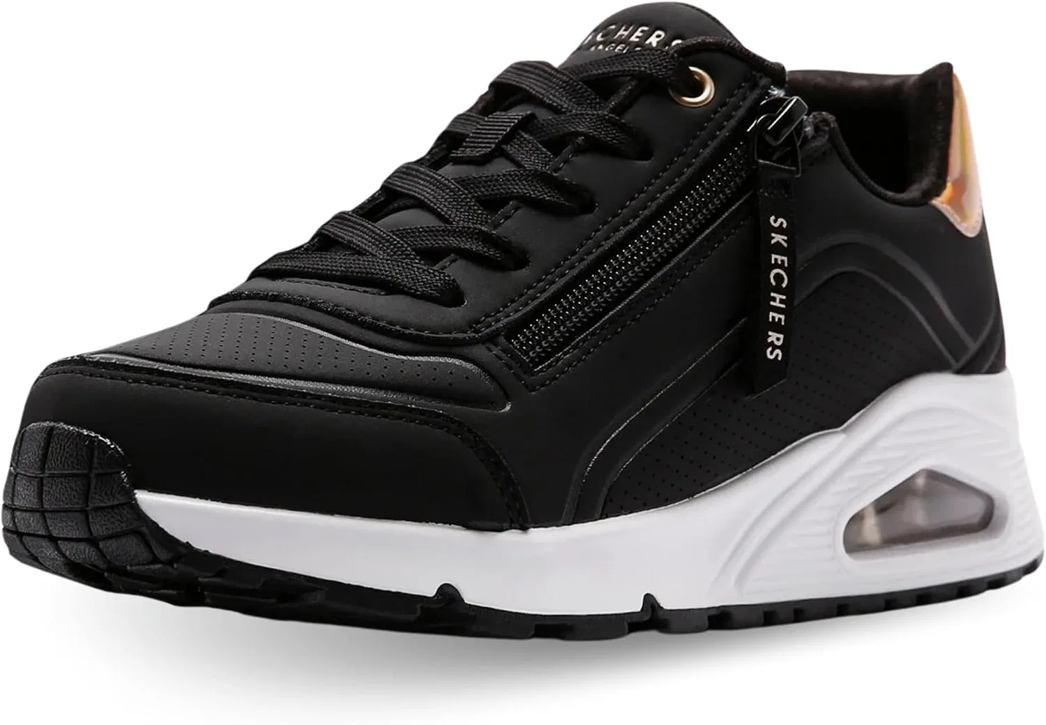 Детские кроссовки для девочек с молнией Uno Gen1-Zip and Stride Skechers, Black/Rosegold