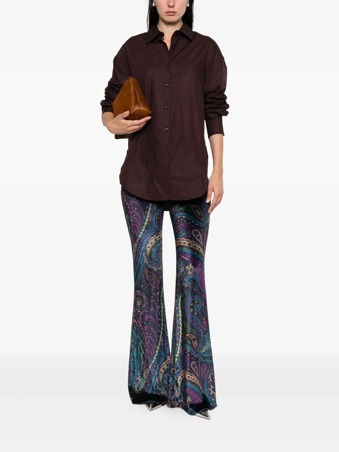 Брюки из бархата с узором "пейсли" ETRO, синий — фото 3