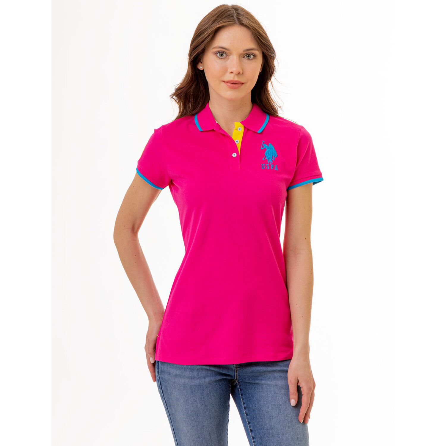 

Футболка-поло U.S. Polo Assn. Triple Crown Solid, темно-розовый