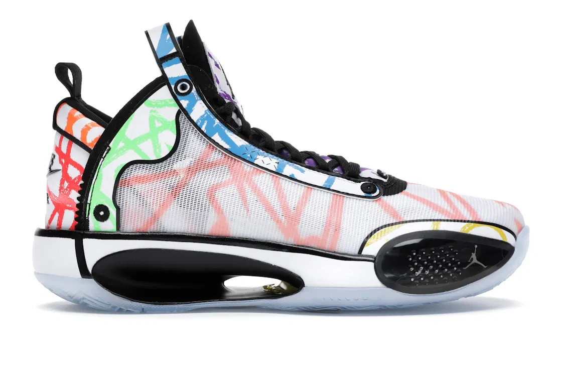 Детские кроссовки для мальчиков с принтом Jordan XXXIV Jordan, White/Black-Multi-Color