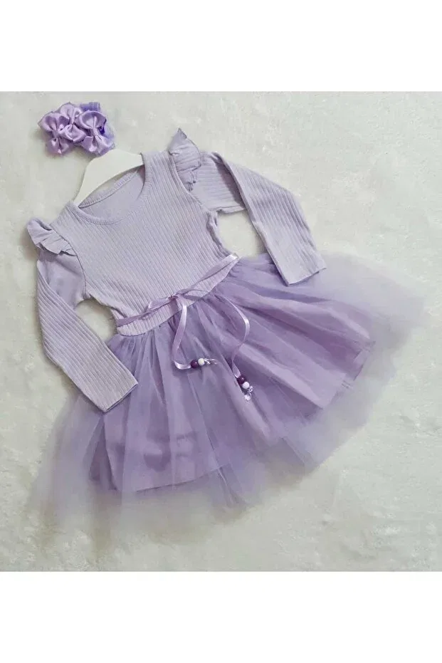 Детское платье для девочек с длинным рукавом Retro Women, Purple — фото 4