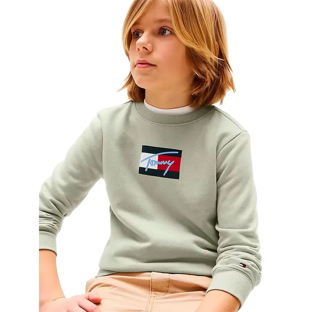 Свитшот Script Flag Tommy Hilfiger, зеленый — фото 4