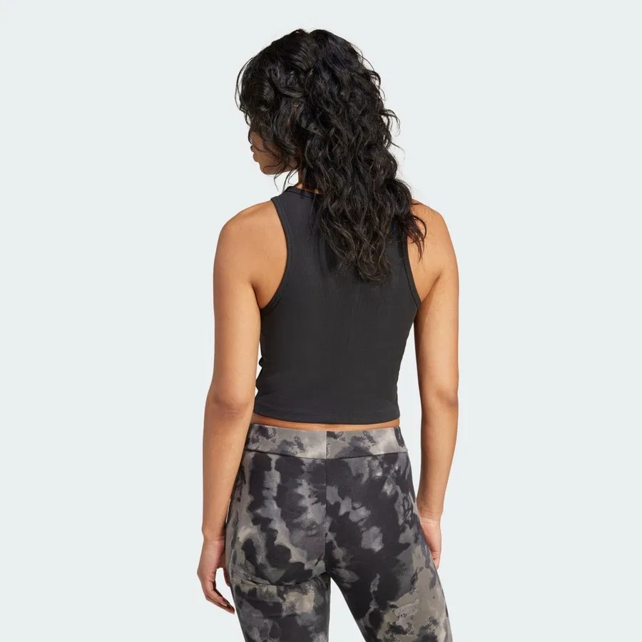 Женский топ без рукавов из рибаны adidas ESS RIB TANK IW5736, Черный — фото 2