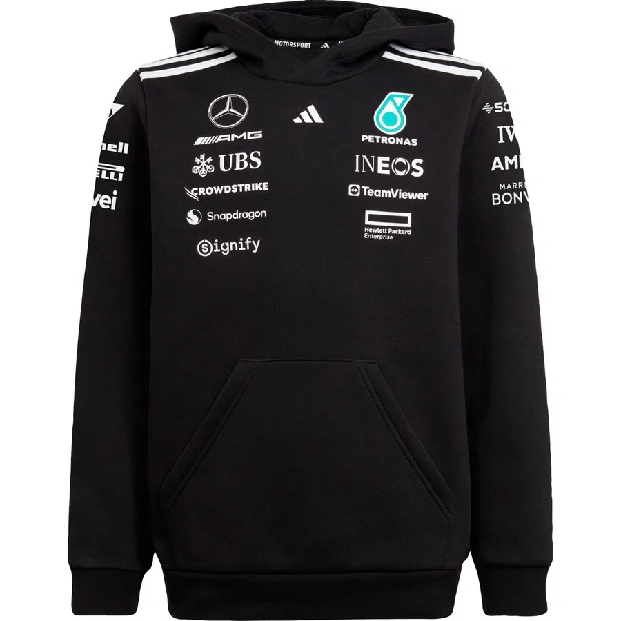 Детский худи с капюшоном Mercedes AMG Petronas Team adidas, Черный