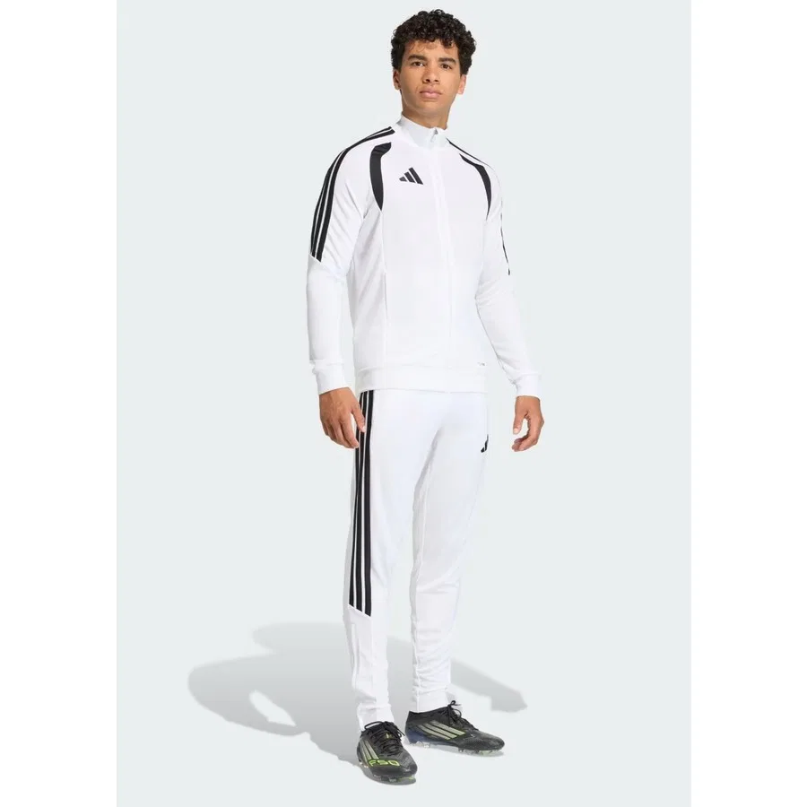 Мужской спортивный свитшот с полной застежкой-молнией, модель TIRO26L Tr Jkt, adidas, Бело-черный — фото 3