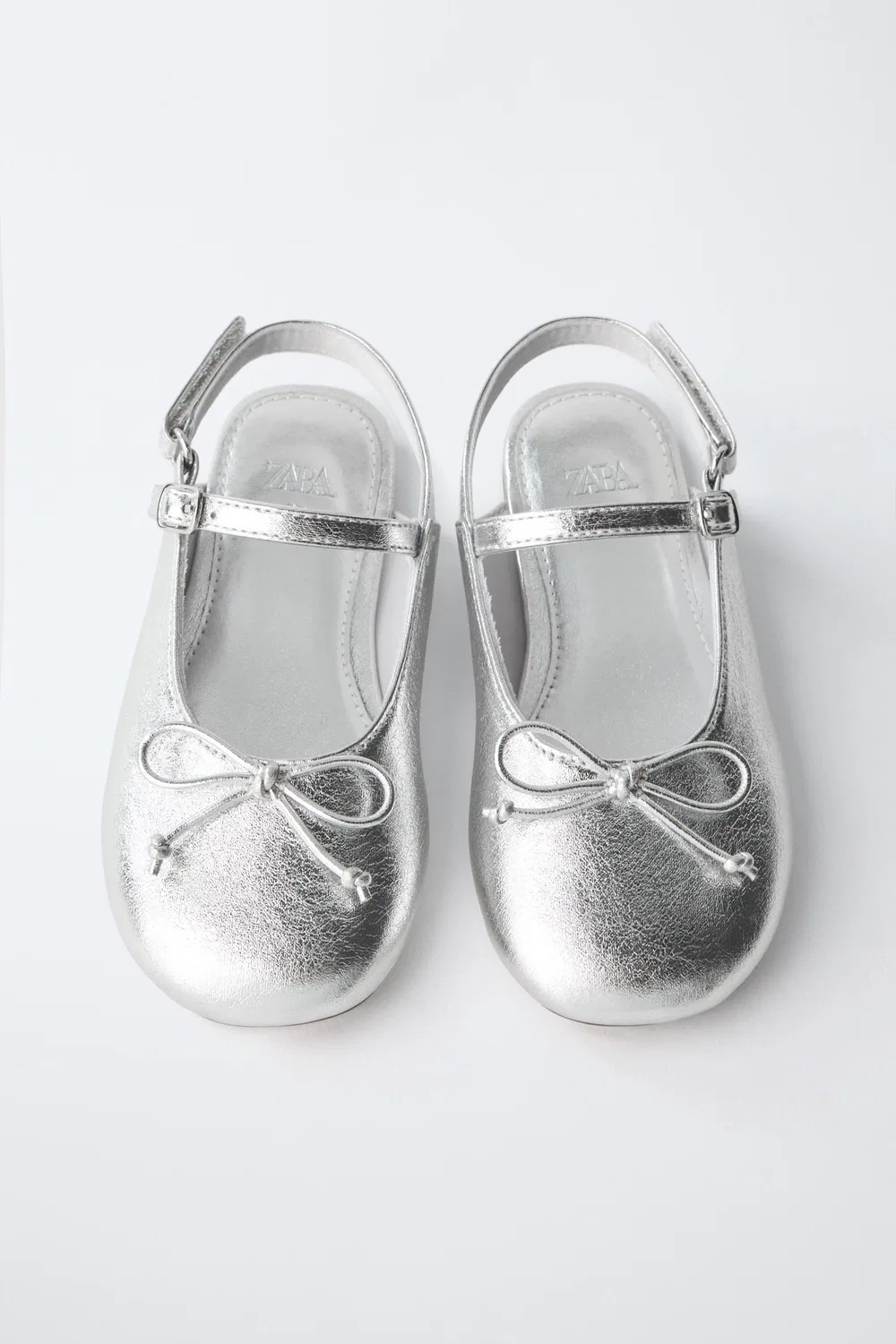 Металлические балетки с ремешком на пятке ZARA, Silver — фото 4
