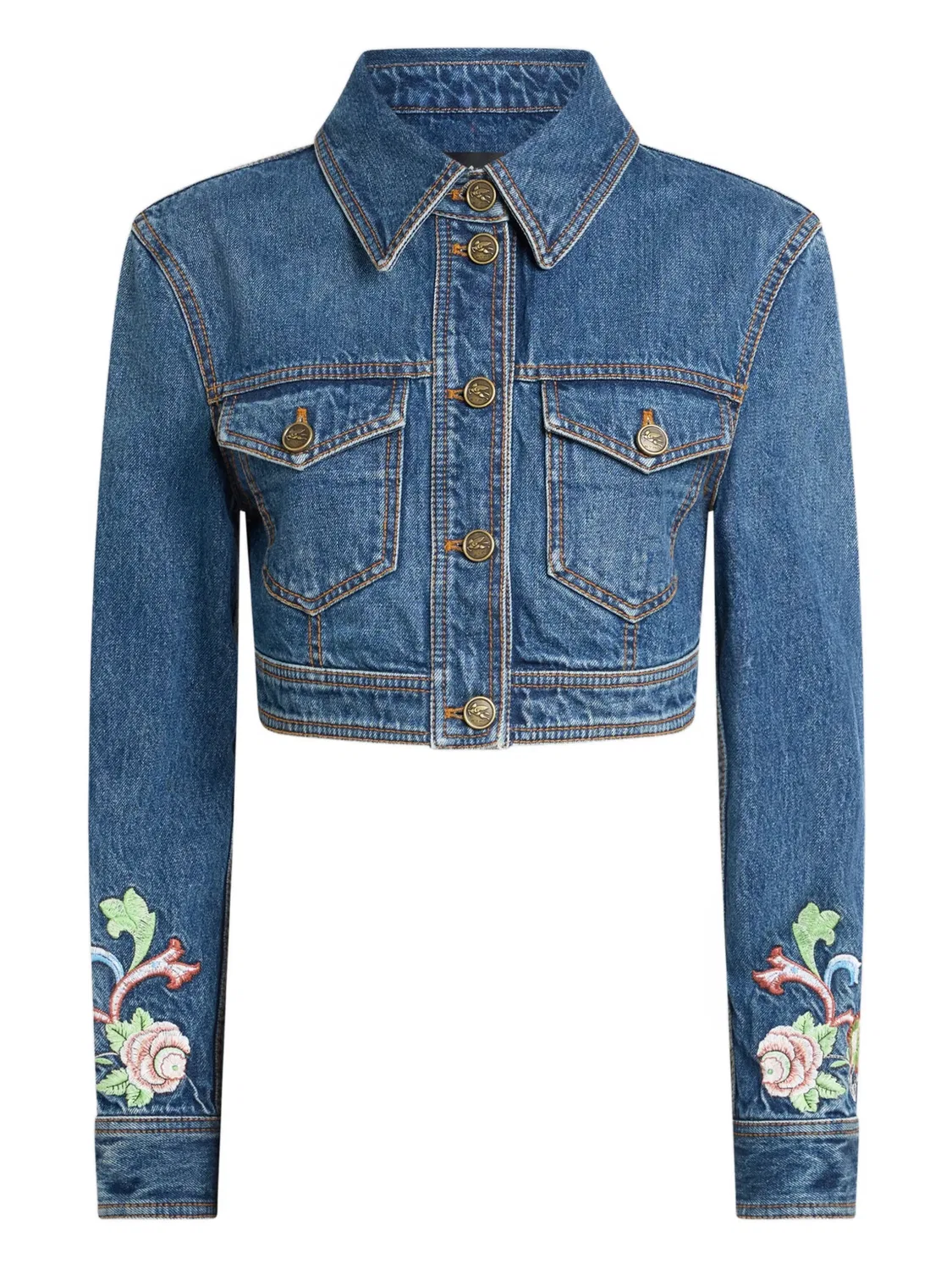 Короткая куртка с цветочной вышивкой ETRO, голубой