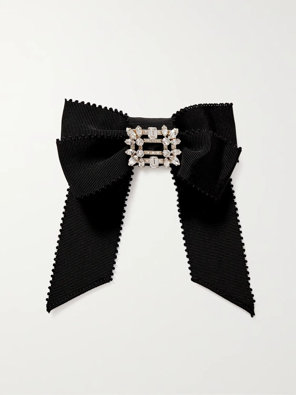 Заколка для волос из репсовой ленты Broche vivier украшенная кристаллами Roger Vivier, черный