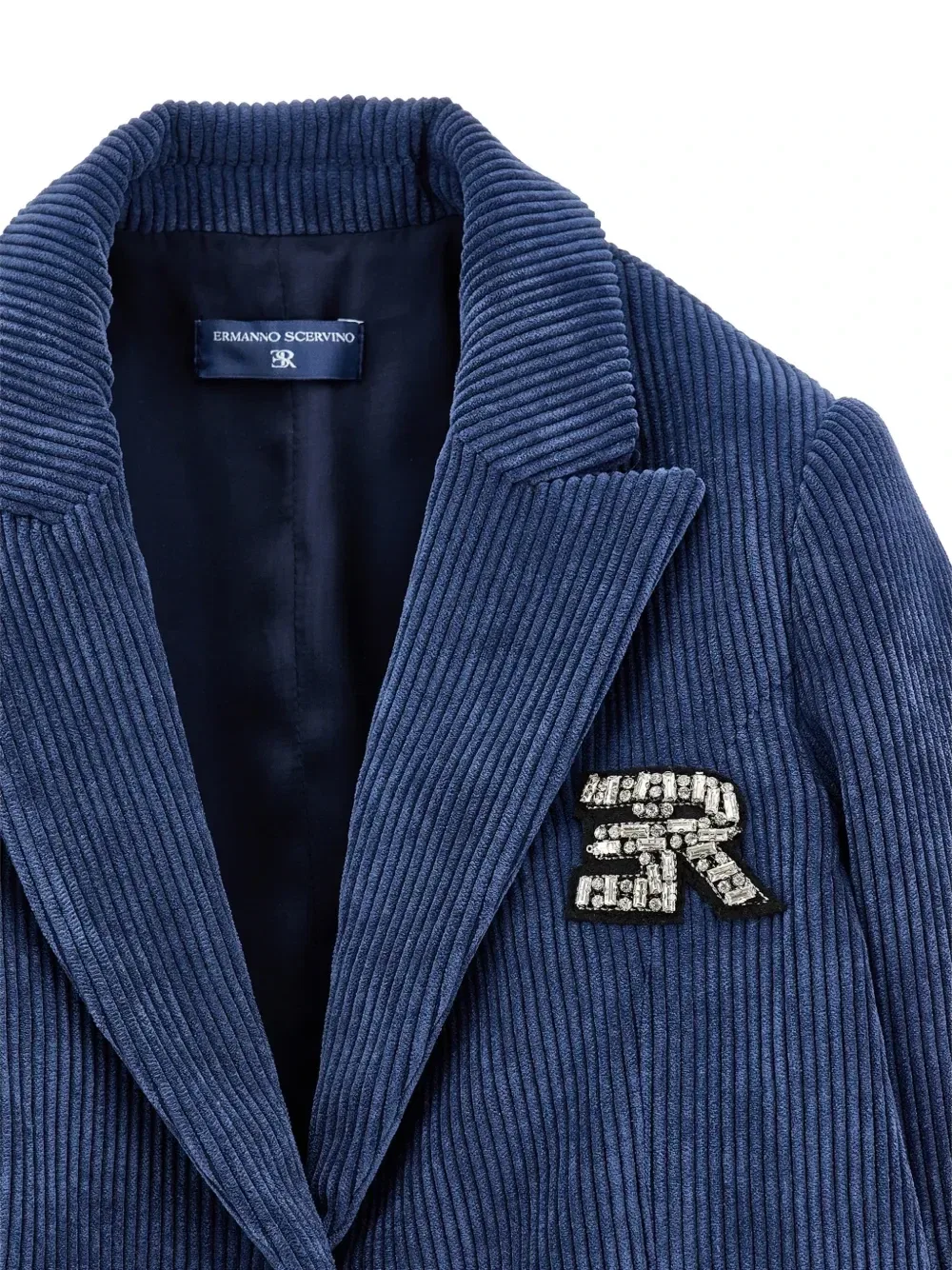 Вельветовый блейзер с кристаллами Ermanno Scervino Junior, синий — фото 3