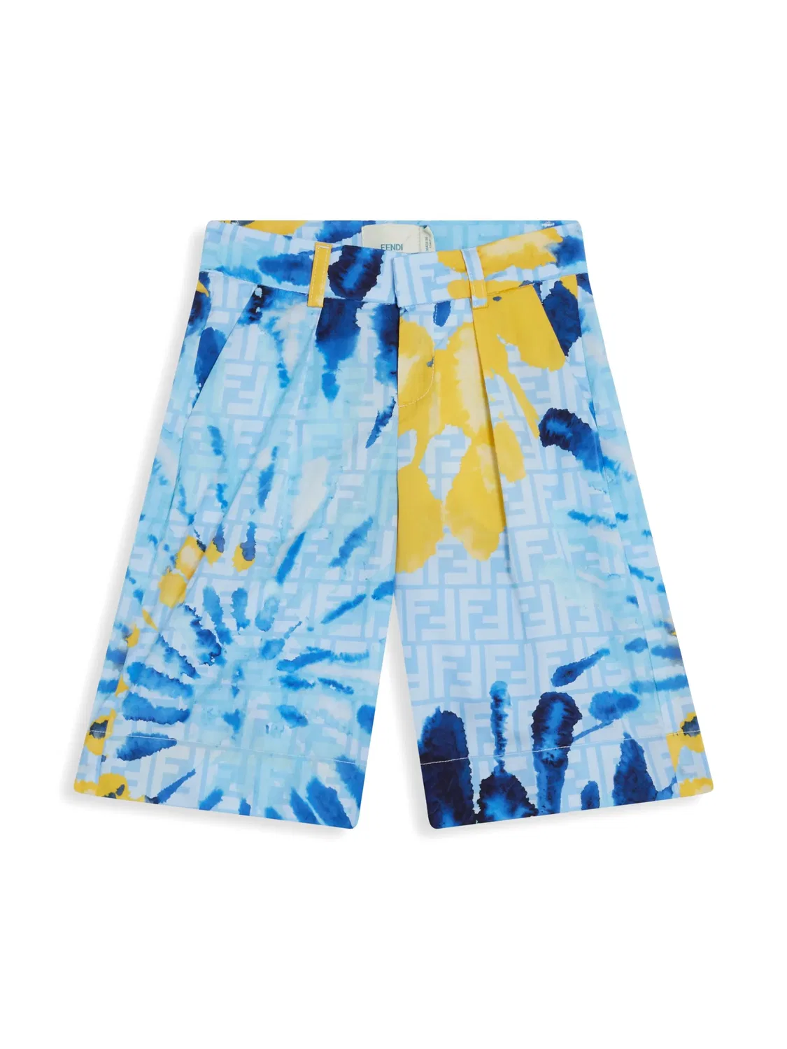 Шорты с tie-dye принтом из хлопка FENDI, голубой