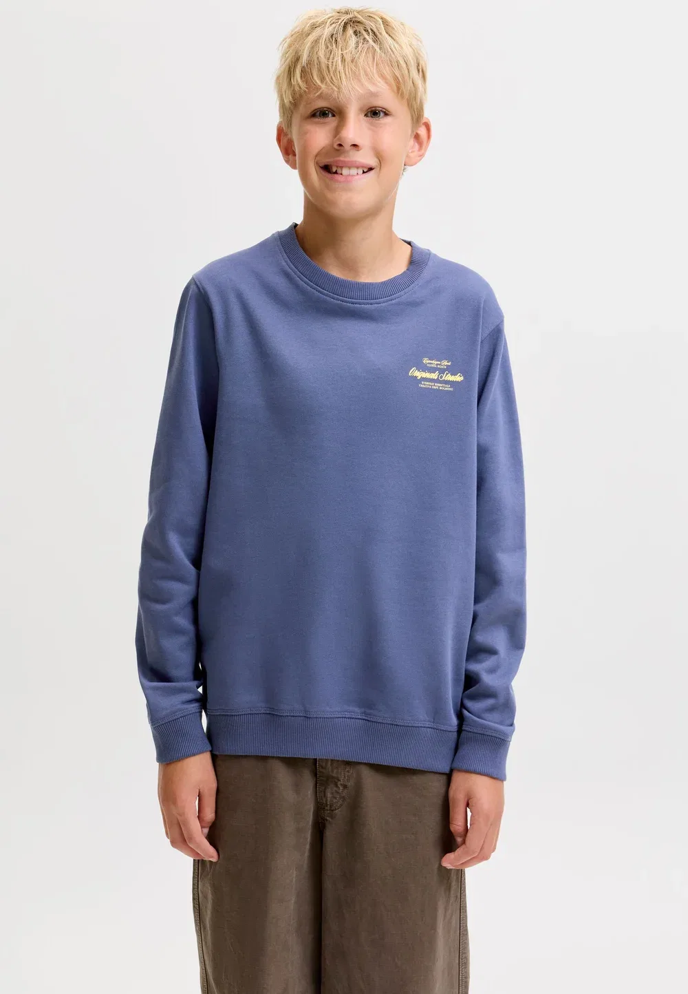 Толстовки с принтом на спине, толстовки для подростков - толстовка Jack & Jones Junior, Crown Blue — фото 3