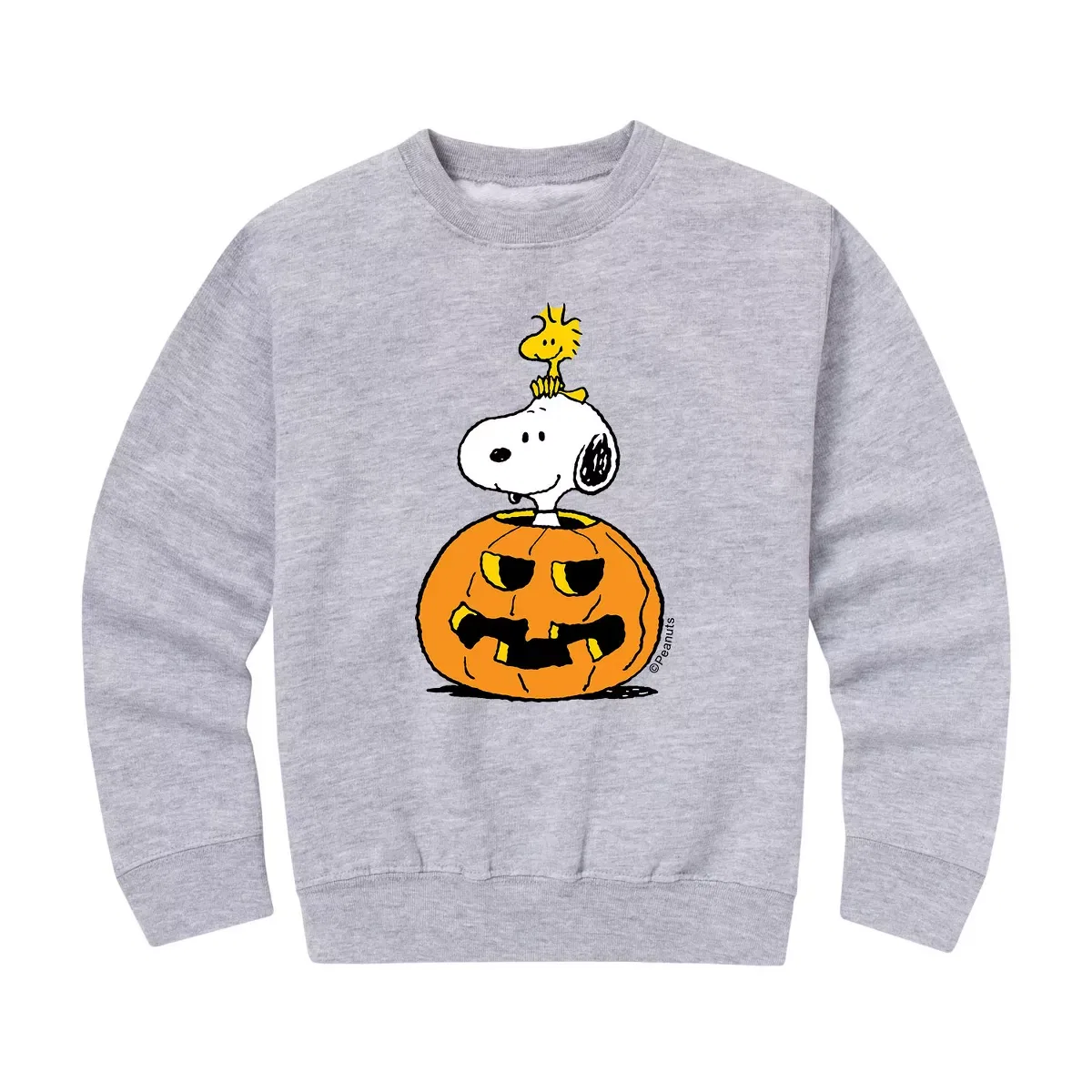 Детское свитшот с принтом Snoopy Woodstock Pumpkin Peanuts, Athletic Heather